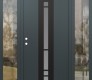 Modern Steel Front Door DIAMOND A3 60" X 80" ANTHRACITE/ANTHRACITE FROSTED GLASS PANEL BLACK RHI WITH 2 SIDELITES CLEAR GLASS