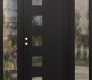 Modern Steel Front Door Diamond C5 64" x 80" black/black clear Glass Panel black RHI with 2 Sidelites clear Glass
