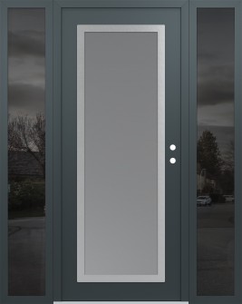 Diamond C1 68" x 80" anthracite/anthracite frosted Glass Panel stainless steel LHI with 2 Sidelites mirrored Glass