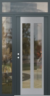 Diamond C14 48" x 96" anthracite/anthracite clear Glass Panel stainless steel RHI with Sidelite and Transom clear Glass