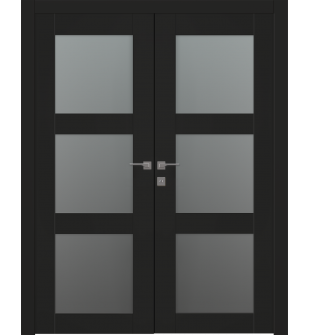 Avon 3 Lite Vetro Black Matte Double doors