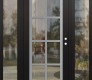 Modern Steel Front Door Diamond C16 64" x 80" black/black clear Glass Panel stainless steel LHI with 2 Sidelites clear Glass