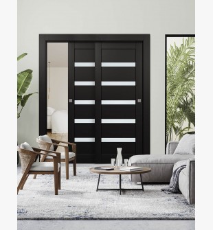 Leora Vetro Black Matte Bypass doors