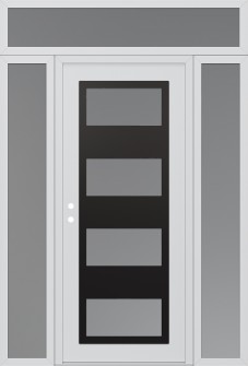 Diamond C2 60" x 96" white/white frosted Glass Panel black RHI with 2 Sidelites and Transom frosted Glass