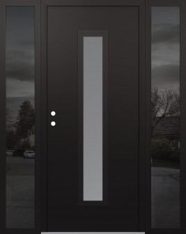 DIAMOND A11 60" X 80" BLACK/WHITE FROSTED GLASS PANEL BLACK RHI WITH 2 SIDELITES MIRRORED GLASS