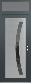 Diamond C4 36" x 96" anthracite/anthracite mirrored Glass Panel stainless steel LHI with Transom frosted Glass