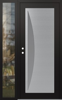 Diamond C13 48" x 80" black/white frosted Glass Panel stainless steel RHI with Sidelite clear Glass