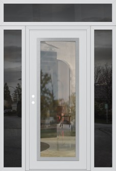 Diamond C1 64" x 96" white/white clear Glass Panel stainless steel RHI with 2 Sidelites and Transom mirrored Glass