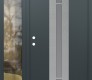 Modern Steel Front Door DIAMOND A4 52" X 80" ANTHRACITE/ANTHRACITE FROSTED GLASS PANEL STAINLESS STEEL RHI WITH SIDELITE CLEAR GLASS
