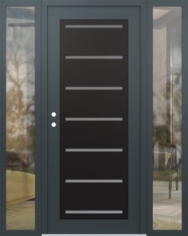 Diamond C11 60" x 80" anthracite/anthracite frosted Glass Panel black RHI with 2 Sidelites clear Glass