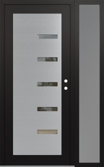 Diamond C8 48" x 80" black/black clear Glass Panel stainless steel LHI with Sidelite frosted Glass