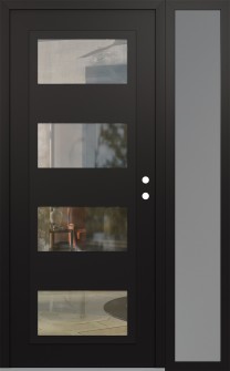 Diamond C2 48" x 80" black/black clear Glass Panel black LHI with Sidelite frosted Glass