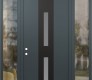 Modern Steel Front Door DIAMOND A6 68" X 96" ANTHRACITE/ANTHRACITE FROSTED GLASS PANEL BLACK RHI WITH 2 SIDELITES AND TRANSOM CLEAR GLASS