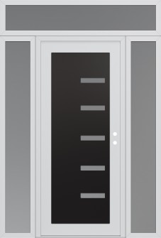 Diamond C8 60" x 96" white/white frosted Glass Panel black LHI with 2 Sidelites and Transom frosted Glass