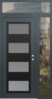Diamond C2 52" x 96" anthracite/anthracite frosted Glass Panel black LHI with Sidelite and Transom clear Glass