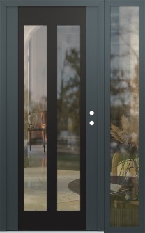 Diamond C14 48" x 80" anthracite/anthracite clear Glass Panel black LHI with Sidelite clear Glass