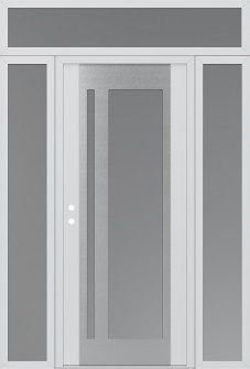 Diamond C15 60" x 96" white/white frosted Glass Panel stainless steel RHI with 2 Sidelites and Transom frosted Glass