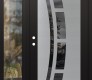 Modern Steel Front Door Diamond C12 52" x 80" black/black mirrored Glass Panel stainless steel RHI with Sidelite clear Glass