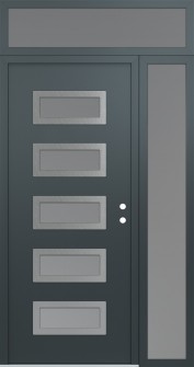 Diamond D1 52" x 96" anthracite/anthracite frosted Glass Panel stainless steel LHI with Sidelite and Transom frosted Glass