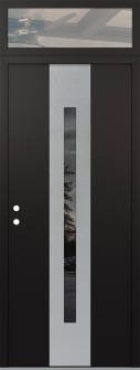 DIAMOND A2 36" X 96" BLACK/BLACK MIRRORED GLASS PANEL STAINLESS STEEL RHI WITH TRANSOM CLEAR GLASS