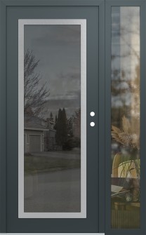 Diamond C1 50" x 80" anthracite/anthracite mirrored Glass Panel stainless steel LHI with Sidelite clear Glass