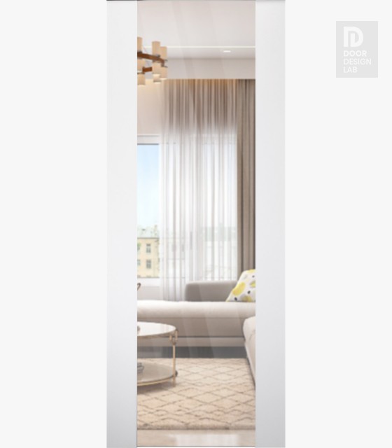 DOOR SLAB SMART PRO H3G CLEAR VETRO POLAR WHITE 28" X 84" X 1 3/4" TEMPERED CLEAR GLASS