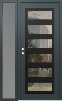 Diamond C9 50" x 80" anthracite/anthracite clear Glass Panel black RHI with Sidelite frosted Glass