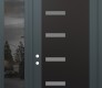 Modern Steel Front Door Diamond C8 48" x 96" anthracite/anthracite frosted Glass Panel black RHI with Sidelite and Transom mirrored Glass