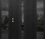 Modern Steel Front Door DIAMOND A4 64" X 80" BLACK/BLACK MIRRORED GLASS PANEL BLACK RHI WITH 2 SIDELITES MIRRORED GLASS