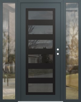 Diamond C9 60" x 80" anthracite/anthracite mirrored Glass Panel black LHI with 2 Sidelites clear Glass
