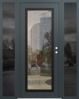 Diamond C1 60" x 80" anthracite/anthracite clear Glass Panel black LHI with 2 Sidelites mirrored Glass