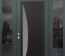 Modern Steel Front Door Diamond C13 64" x 96" anthracite/anthracite frosted Glass Panel black RHI with 2 Sidelites and Transom mirrored Glass