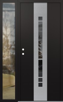 DIAMOND A3 48" X 80" BLACK/BLACK MIRRORED GLASS PANEL STAINLESS STEEL RHI WITH SIDELITE CLEAR GLASS