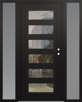 Diamond C9 60" x 80" black/black clear Glass Panel black LHI with 2 Sidelites frosted Glass