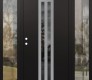 Modern Steel Front Door DIAMOND A8 60" X 80" BLACK/BLACK MIRRORED GLASS PANEL STAINLESS STEEL RHI WITH 2 SIDELITES CLEAR GLASS