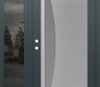 Modern Steel Front Door Diamond C13 48" x 80" anthracite/anthracite frosted Glass Panel stainless steel RHI with Sidelite mirrored Glass
