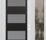 Modern Steel Front Door Diamond C2 52" x 96" white/white frosted Glass Panel black LHI with Sidelite and Transom clear Glass