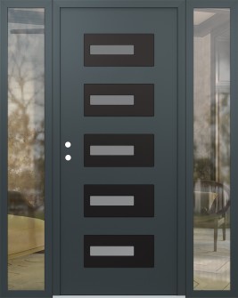 Diamond D6 68" x 80" anthracite/anthracite Frosted Glass Panel black RHI with 2 Sidelites clear Glass