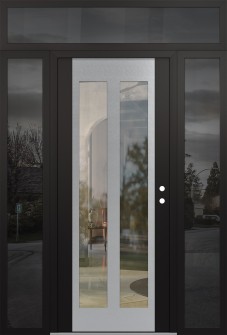 Diamond C14 60" x 96" black/black clear Glass Panel stainless steel LHI with 2 Sidelites and Transom mirrored Glass