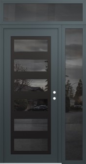 Diamond C9 52" x 96" anthracite/anthracite mirrored Glass Panel black LHI with Sidelite and Transom mirrored Glass