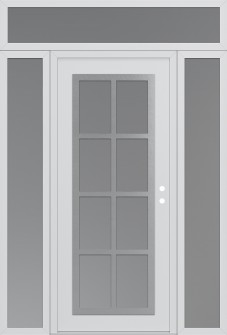 Diamond C16 64" x 96" white/white frosted Glass Panel stainless steel LHI with 2 Sidelites and Transom frosted Glass