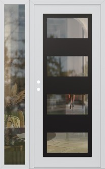 Diamond C2 52" x 80" white/white clear Glass Panel black RHI with Sidelite clear Glass