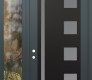 Modern Steel Front Door Diamond C3 52" x 96" anthracite/anthracite frosted Glass Panel black RHI with Sidelite and Transom clear Glass