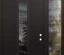 Modern Steel Front Door DIAMOND A1 52" X 96" BLACK/BLACK MIRRORED GLASS PANEL BLACK LHI WITH SIDELITE AND TRANSOM CLEAR GLASS