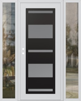 Diamond C10 60" x 80" white/white frosted Glass Panel black RHI with 2 Sidelites clear Glass