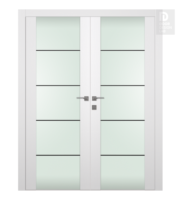Palladio 202 4H Black Strips Vetro Bianco Noble Double doors
