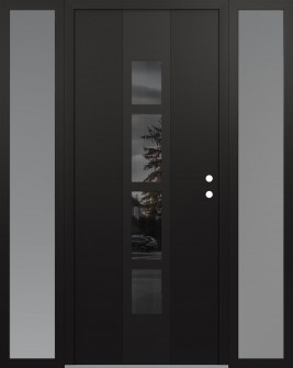 DIAMOND A10 60" X 80" BLACK/BLACK MIRRORED GLASS PANEL BLACK LHI WITH 2 SIDELITES FROSTED GLASS