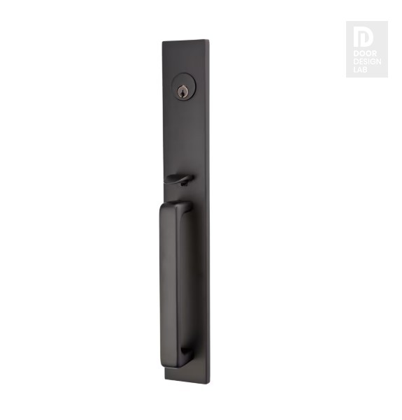 EMTEK LAUSANNE DOUBLE CYLINDER KEYD 4829 FLAT BLACK US19 for Steel Front Doors