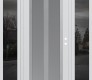 Modern Steel Front Door Diamond C14 68" x 80" white/white frosted Glass Panel stainless steel LHI with 2 Sidelites mirrored Glass