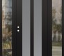 Modern Steel Front Door Diamond C14 60" x 80" black/white frosted Glass Panel black RHI with 2 Sidelites clear Glass
